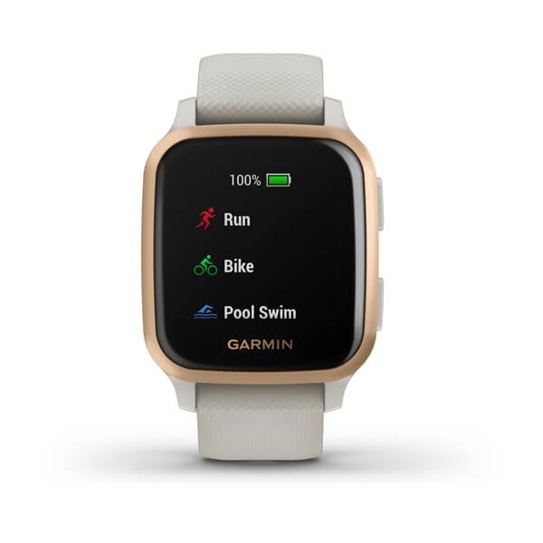 Garmin Venu SQ Music Edition Rose Gold Aluminium Bezel with Light Sand Case and Silicone Band