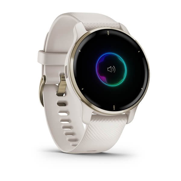 Garmin Venu 2 Plus Cream Gold Stainless Steel Bezel With Ivory Case And Silicone Band 43 mm