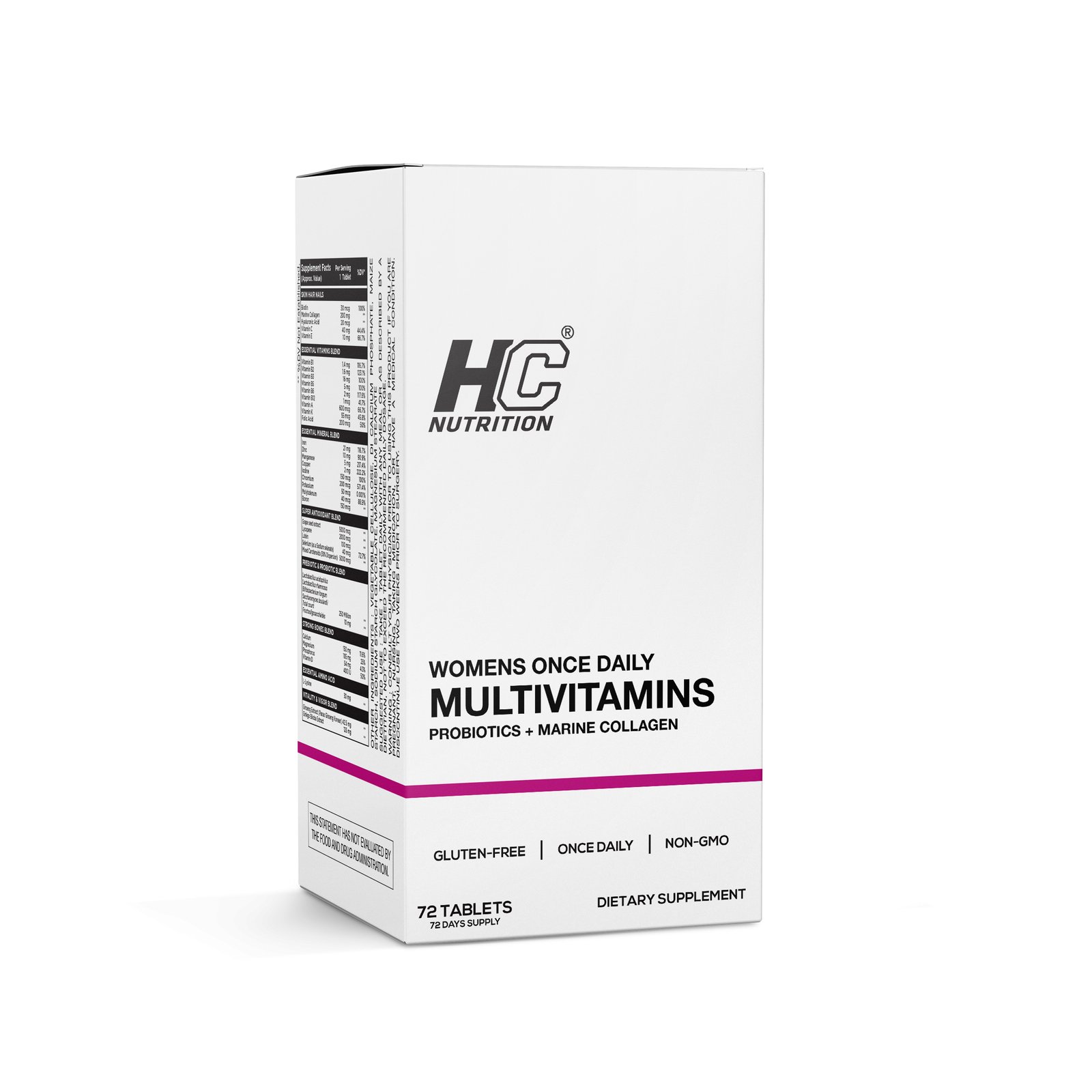 HC Nutrition Women's Once Daily Multivitamin+ Probiotics+ Collagen 72 Tablets