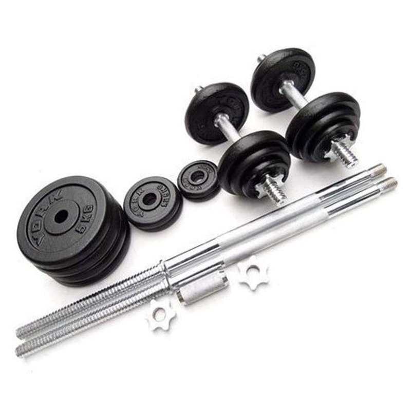Skyland 50Kg Dumbbell and Barbell Set Black Color Plates