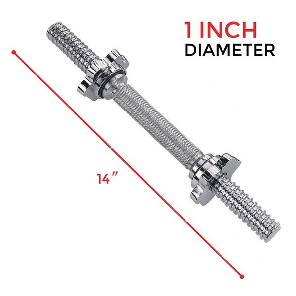 RB-14T Marshal Fitness 14 Inch Threaded Chrome Dumbbell Bar – RB-14t