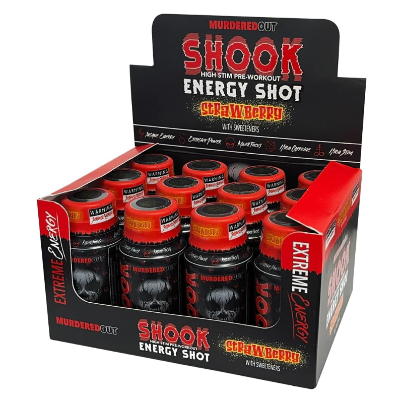 Murdered Out Shook Energy Shot 12 x 60ml Pre Workout - Strawberry