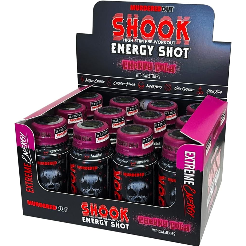 Murdered Out Shook Energy Shot 12 x 60ml Pre Workout - Cherry Cola