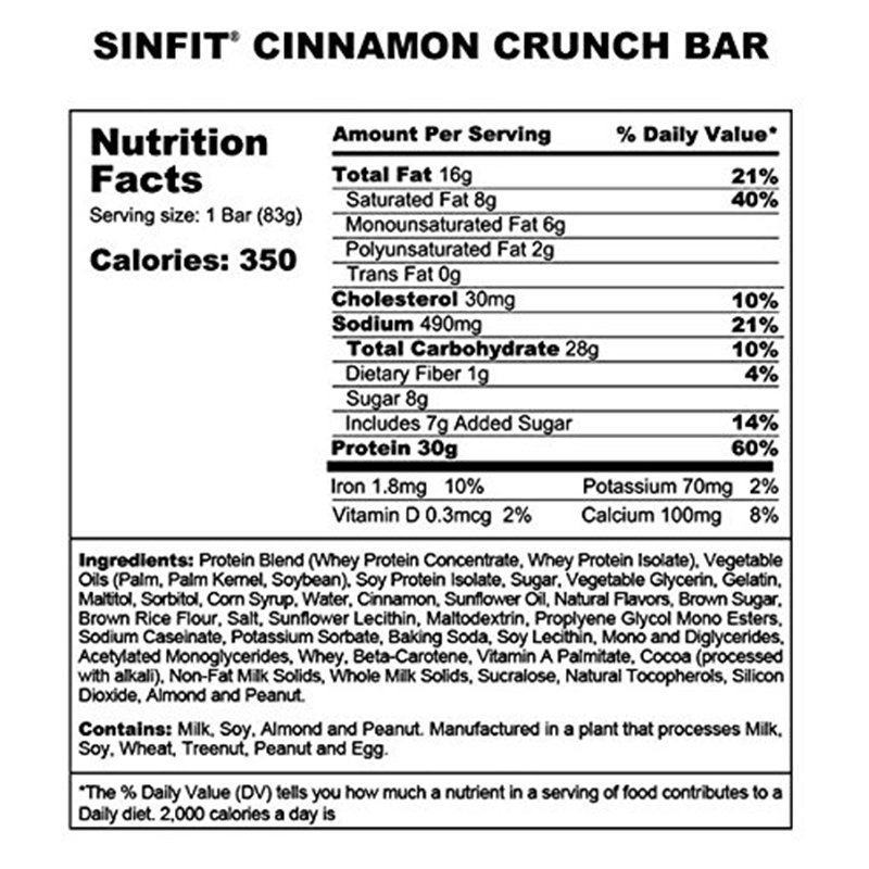 Sinister Labs Sinfit Cinamon Crunch Bars - 12 Bars Best Price in UAE