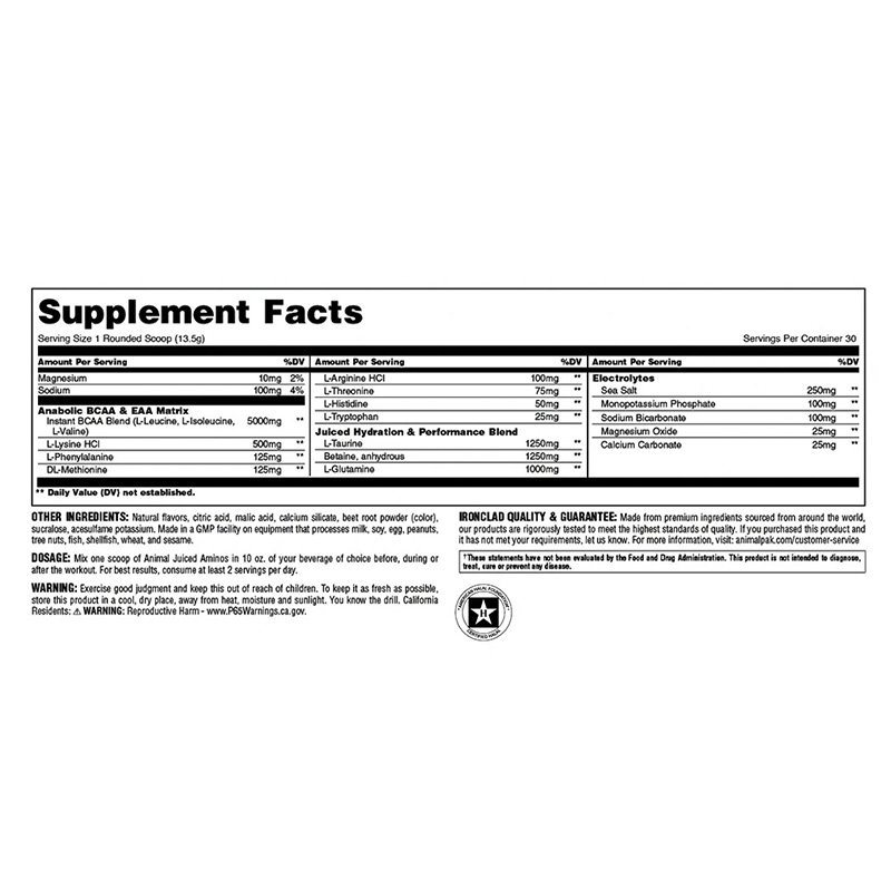 Animal Juiced Aminos Muscle Recovery Hydration 375 G - Oranged Juiced Best Price in UAE