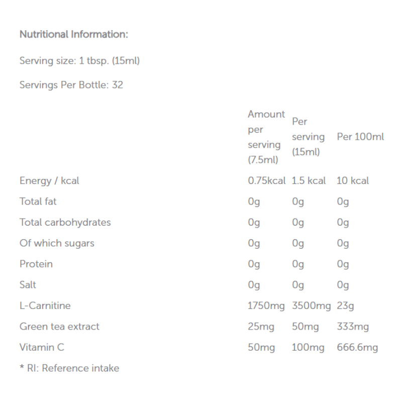 Basix L-Carnitine 3500 Liquid & Green Tea 480ml - Fruit Burst Best Price in Dubai