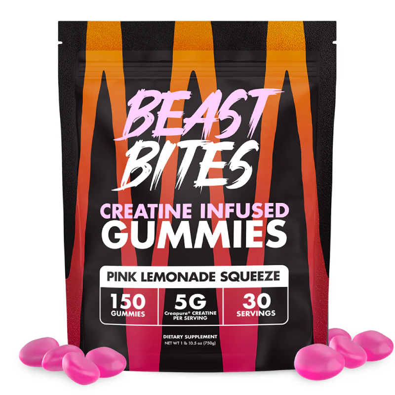 Beast Bites Creatine Infused 150 Gummies - Pink Lemonade Squeeze