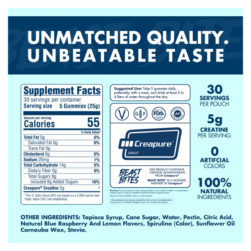 Beast Bites Creatine Infused 150 Gummies - Pink Lemonade Squeeze Best Price in Dubai