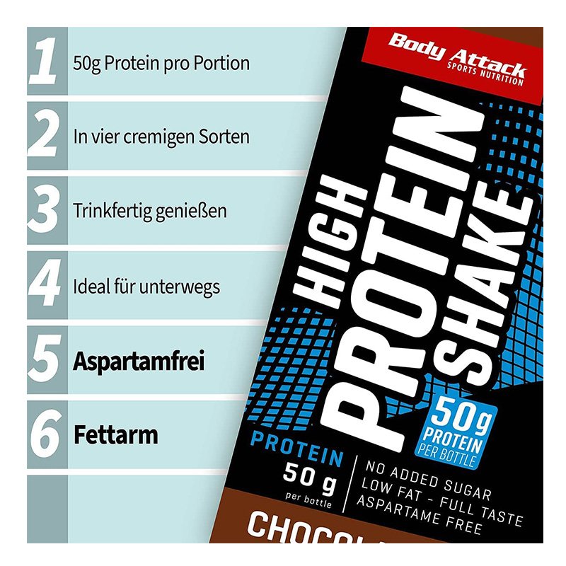 Body Attack High Protein Shake 500 ml 10 Pc in Box - Strawberry Best Price in Dubai