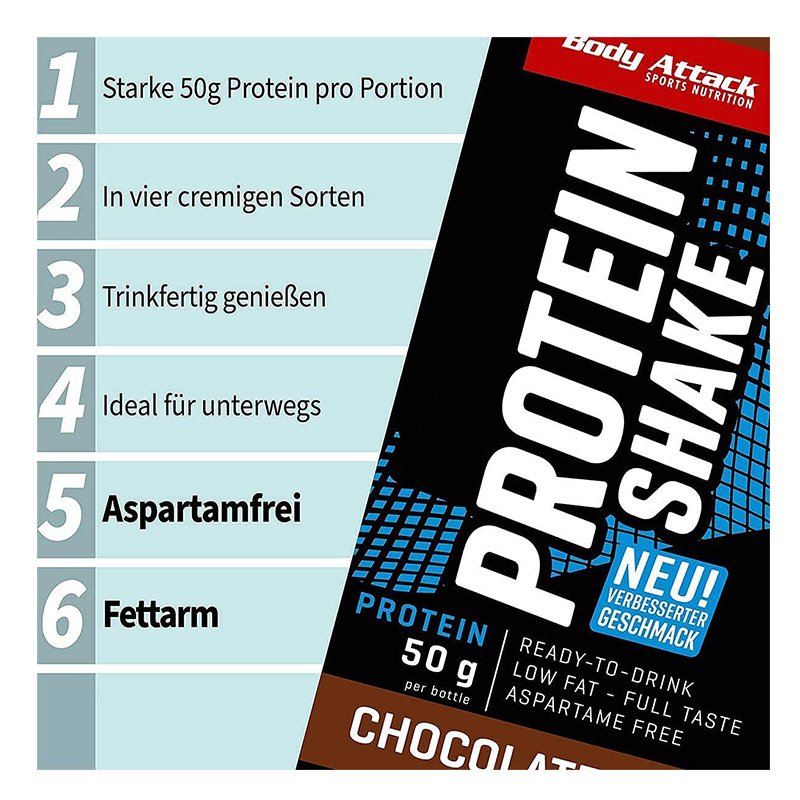 Body Attack High Protein Shake 500 ml 10 Pc in Box - Vanilla Best Price in Dubai