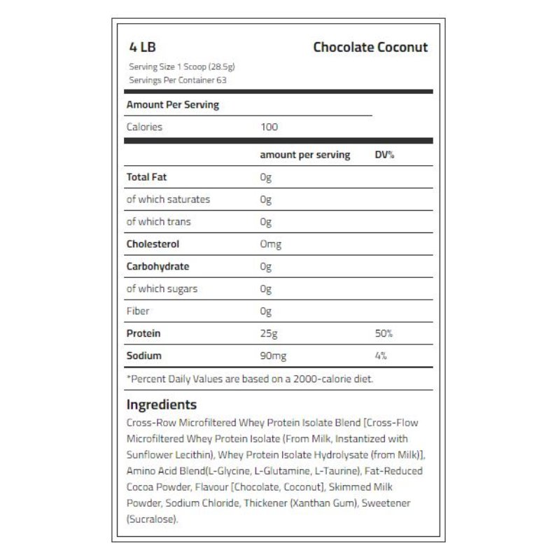 Body Builder ISO 25000 Whey Protein 4 lb - Chocolate Coconut Best Price in Dubai