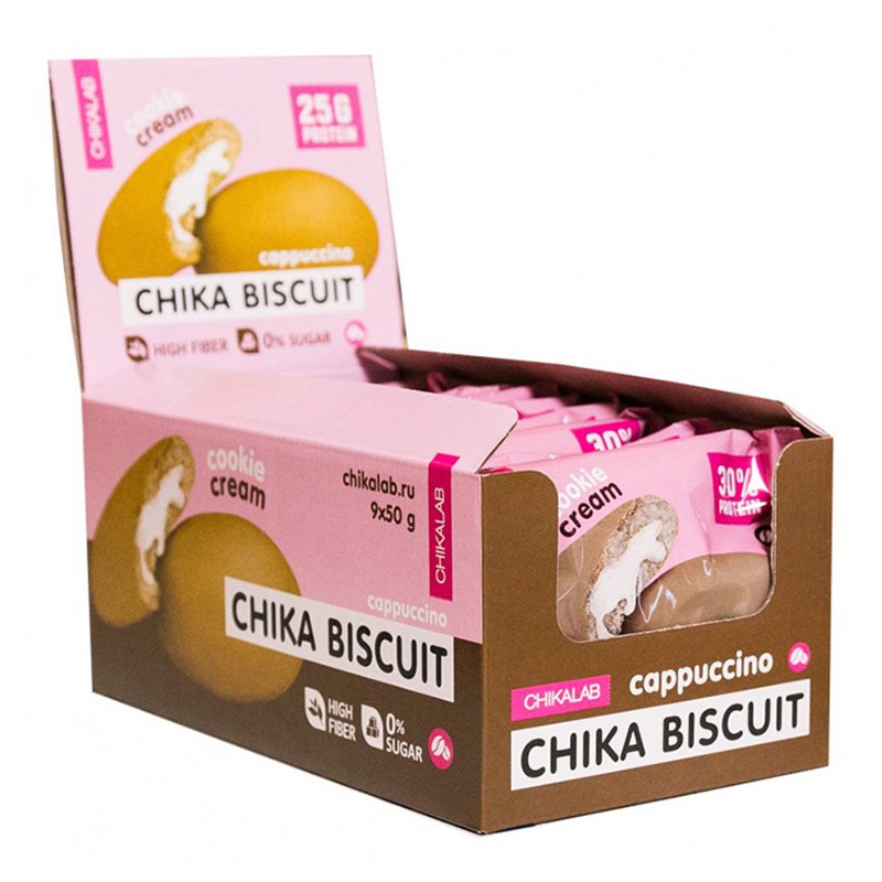 Bombbar Chika Protein Biscuits Cappuccino Box 1x9 Best Price in UAE