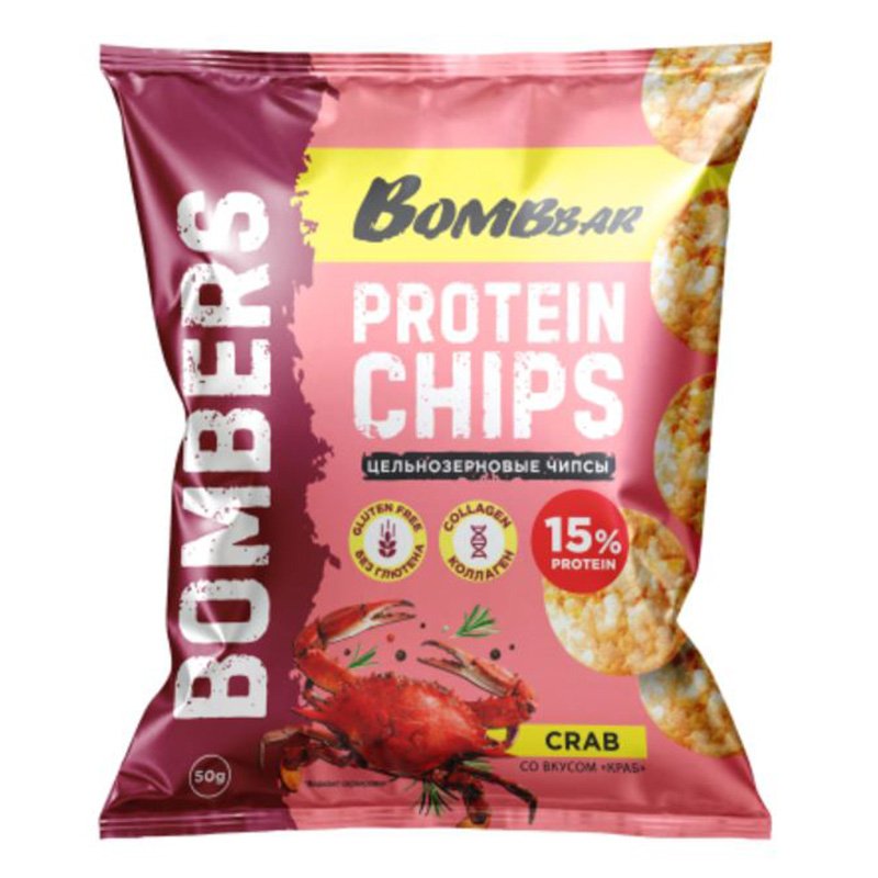 Bombbar Whole Grain Protein Chips 50 G 14 pcs in Box - Crab