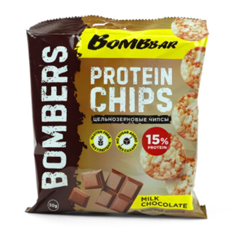 Bombbar Whole Grain Protein Chips 50 G 14 pcs in Box - Milk Chocolate