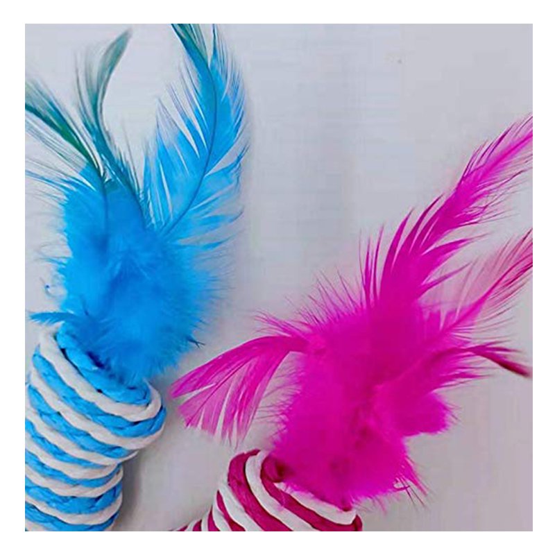 Boxoon Fake Feather Colorful Kitten Toy - Pink N Blue Best Price in Dubai