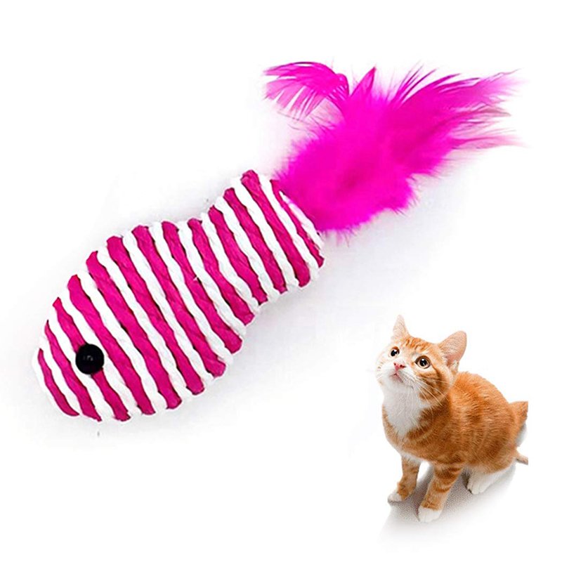 Boxoon Fake Feather Colorful Kitten Toy - Pink N Blue Best Price in Abu Dhabi