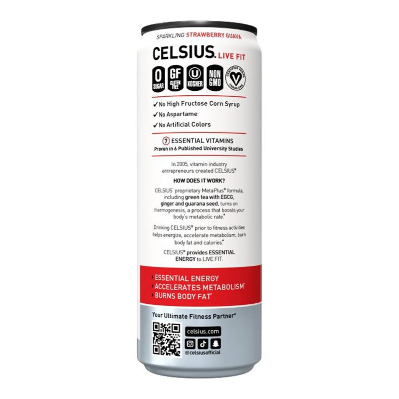 Celsius Live Fit Sparkling Drink 355ml Pack of 12 - Strawberry Guava Best Price in Abu Dhabi