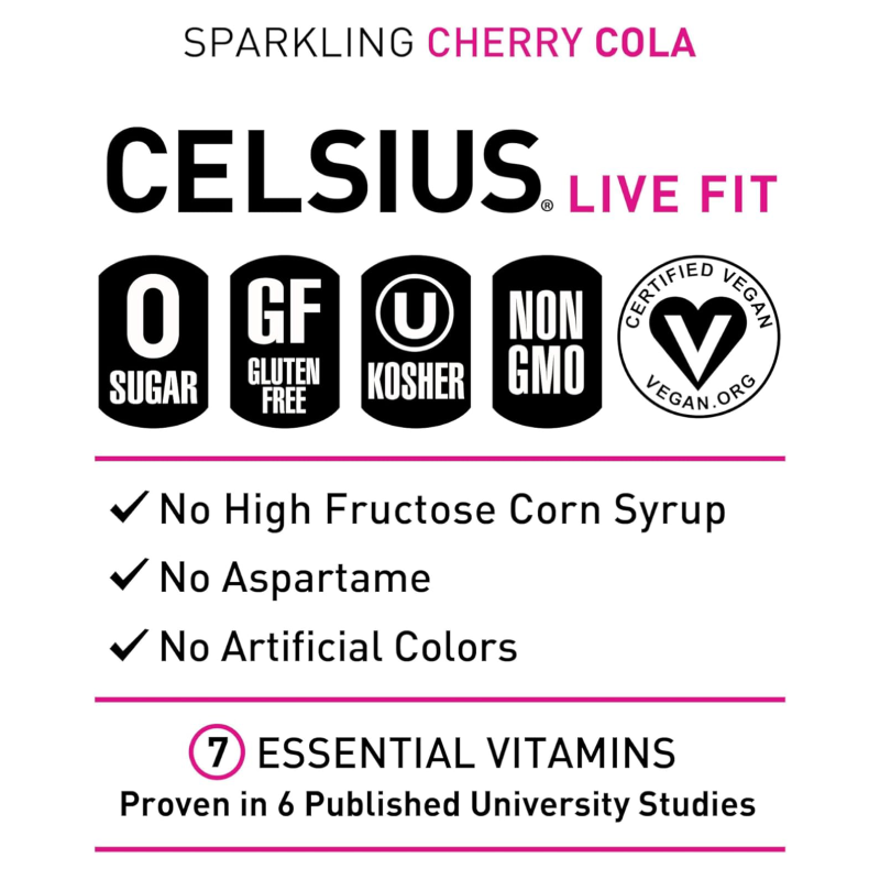 Celsius Live Fit Sparkling Water 355ml 12 Pcs in Box - Cherry Cola Best Price in UAE