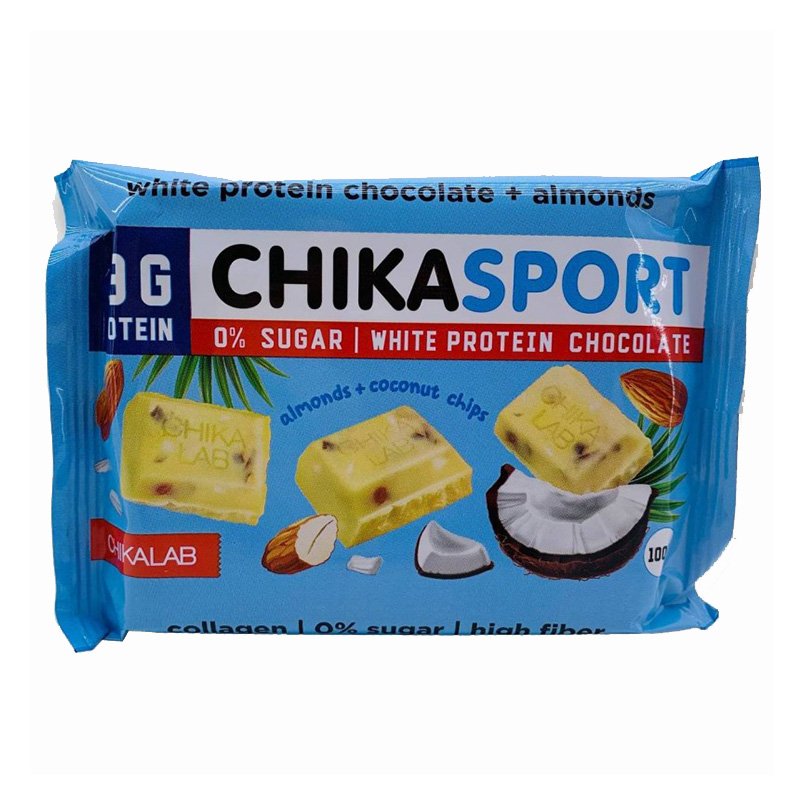 Chika Sport Protein White Chocolate with Almonds 1x4 Best Price in UAE