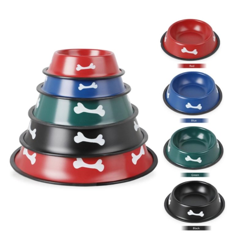 Coated Stainless Steel - Bone Print Bowl with Anti-Skid Base 16 CM - 10001