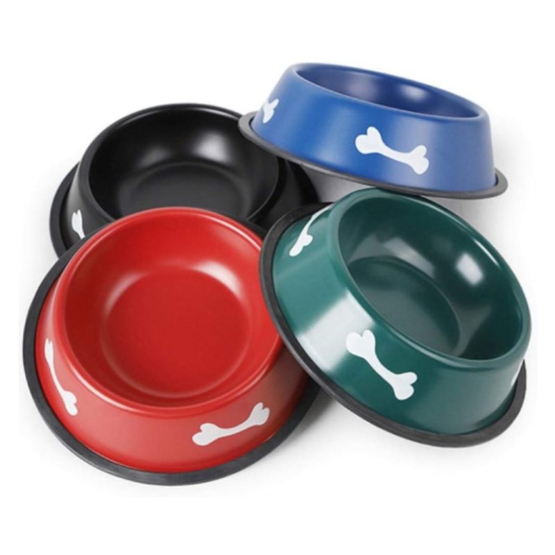 Coated Stainless Steel - Bone Print Bowl with Anti-Skid Base 22 CM - 10001 Best Price in Dubai