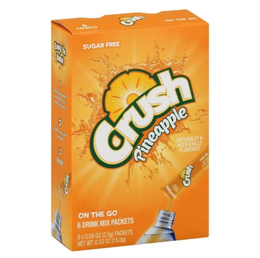 Crush Singles to Go Convenient Drink Mix Packets for On-the-Go Refreshment 2 Pcs in Box - Pineapple