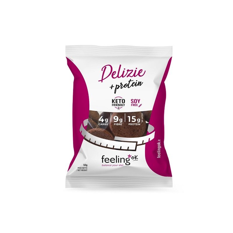 FeelingOK Delizia Protein Biscuits 50 G 10 Pcs in Box - Cocoa