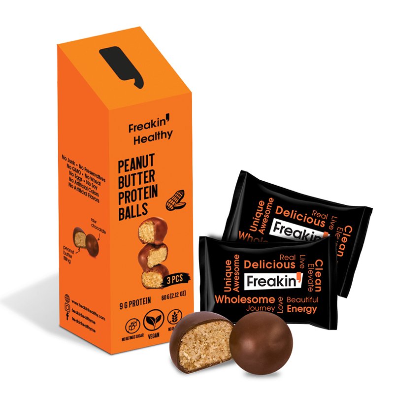 Freakin Healthy Protein Balls Peanut Butter 60G Box Of 10 Best Price in Abu Dhabi