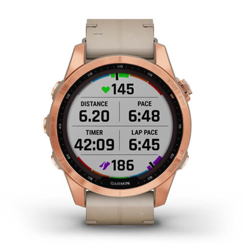 Garmin fenix 7S Sapphire Solar Rose Gold Titanium with Limestone Leather Band 42 MM Watch Best Price in Abu Dhabi
