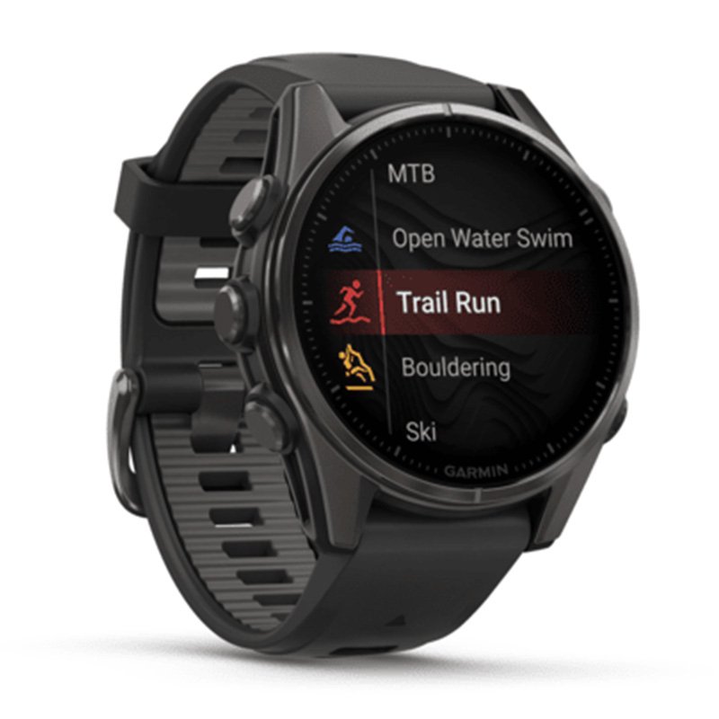 Garmin Fenix 8 – 43 mm Amoled Sapphire Carbon Gray Dlc Titanium With Black/pebble Gray Silicone Band Best Price in Dubai