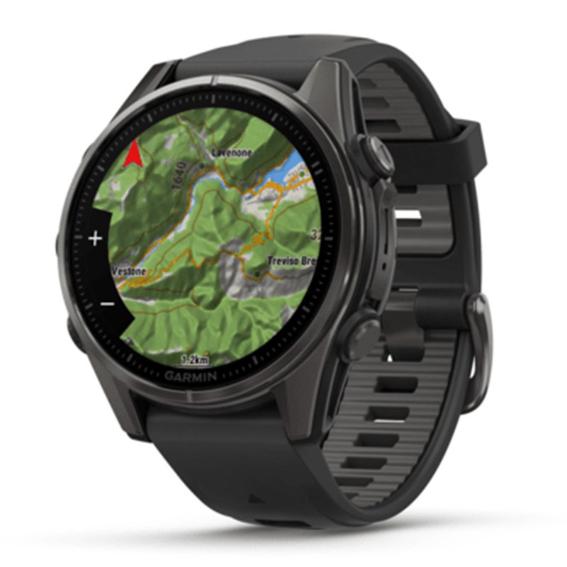 Garmin Fenix 8 – 43 mm Amoled Sapphire Carbon Gray Dlc Titanium With Black/pebble Gray Silicone Band Best Price in Abu Dhabi