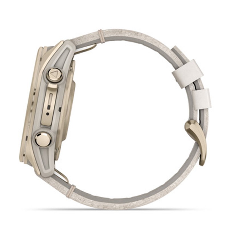 Garmin Fenix 8 – 43 mm Amoled Sapphire Soft Gold Stainless Steel With A Fog Gray Leather Band Best Price in Dubai