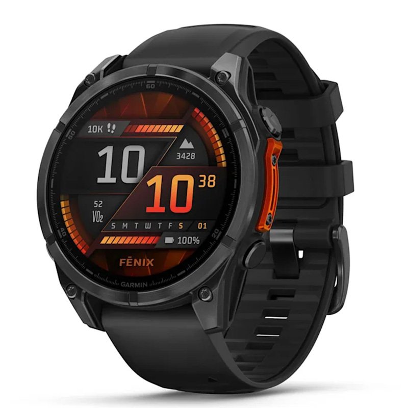 Garmin Fenix 8 – 47 mm Amoled Slate Gray With a Black Silicone Band Watch