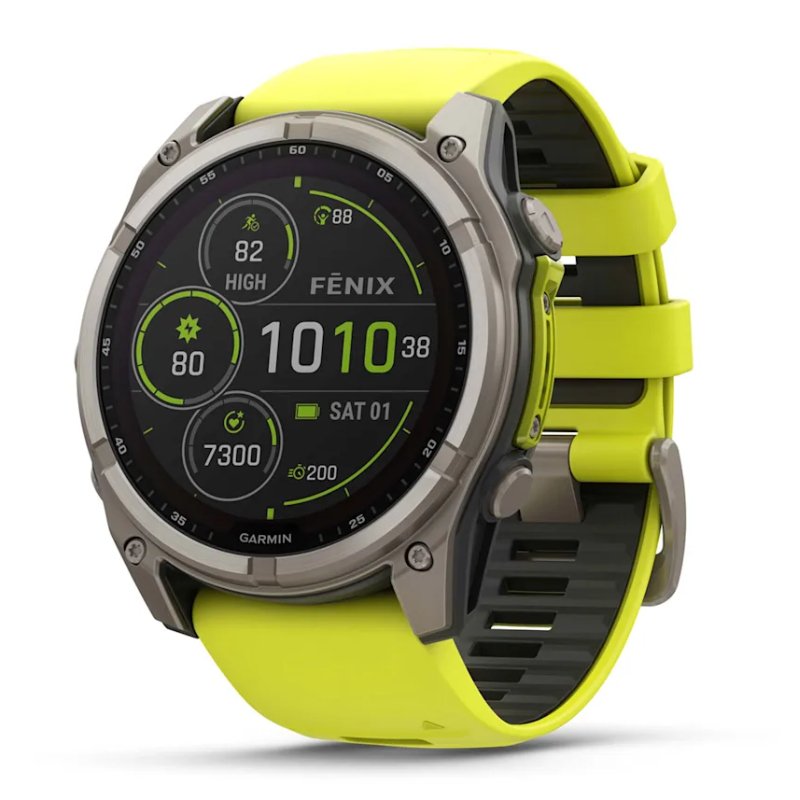 Garmin Fenix 8 – 51 mm Solar Sapphire Titanium With An Amp Yellow/Graphite Silicone Band Watch Best Price in UAE