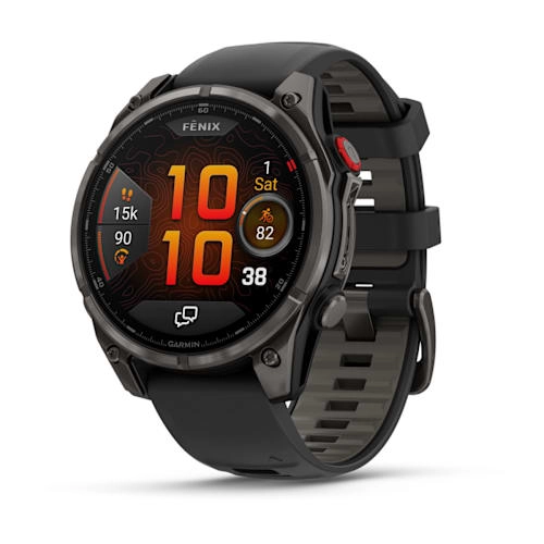 Garmin Fenix 8 Pro - 51 mm Amoled Sapphire Carbon Grey DLC Titanium with Black/Pebble Grey Silicone Band