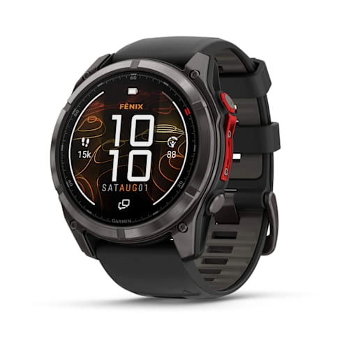Garmin Fenix 8 Pro - 51 mm Micro LED Sapphire Carbon Grey DLC Titanium with Black/Pebble Grey Silicone Band Watch