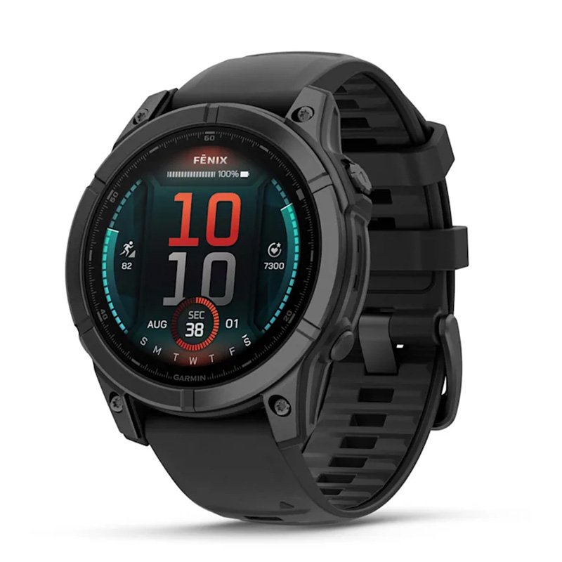 Garmin Fenix E – 47 mm Slate Grey Steel With Black Silicone Band