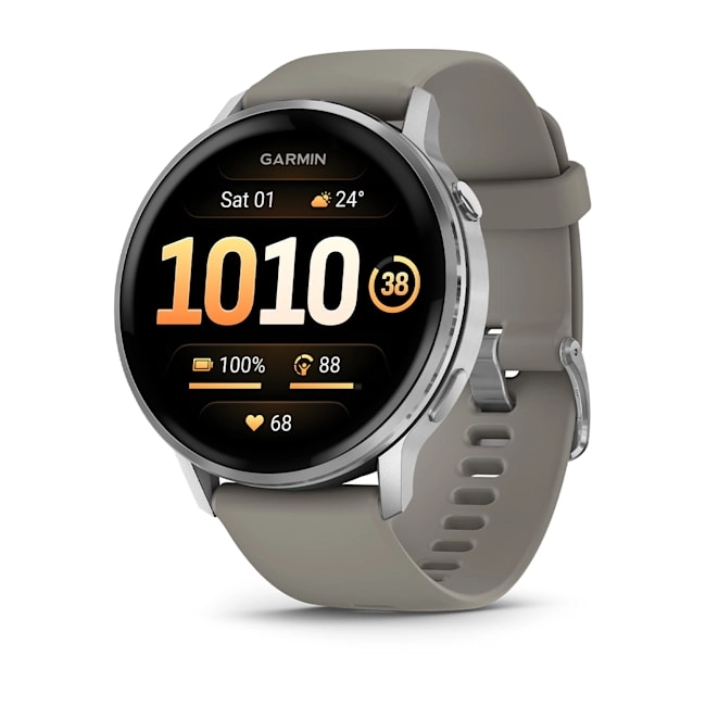Garmin Venu 4 - 45 mm Silver with Silver Grey Silicone Band Watch