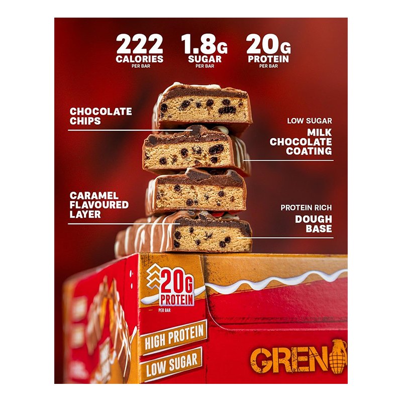 Grenade High Protein Low Sugar Bar 60 G x 12 Pcs - Ginger Bread Best Price in Al Ain