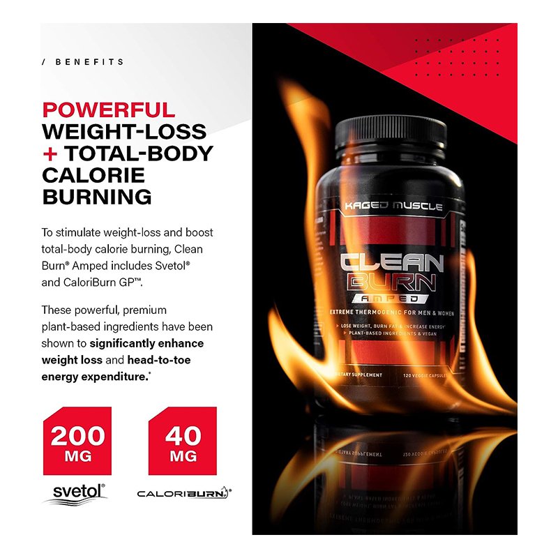Kaged Clean Burn Amped 120 Caps Best Price in Al Ain