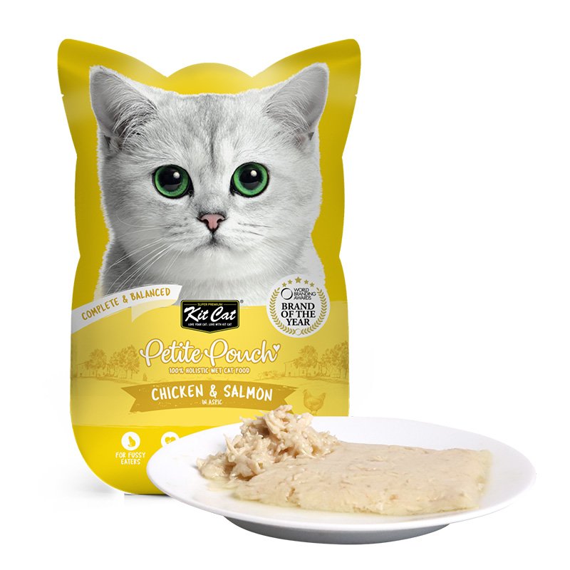 Kit Cat Petite Pouch Complete & Balanced Chicken & Salmon In Aspic