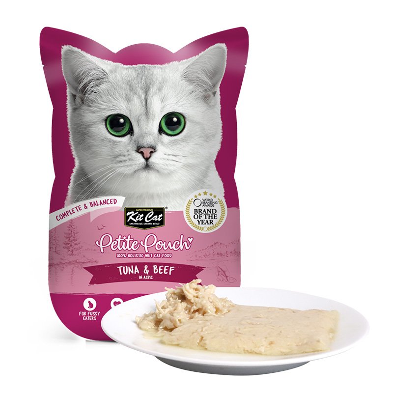 Kit Cat Petite Pouch Complete & Balanced Tuna & Beef In Aspic