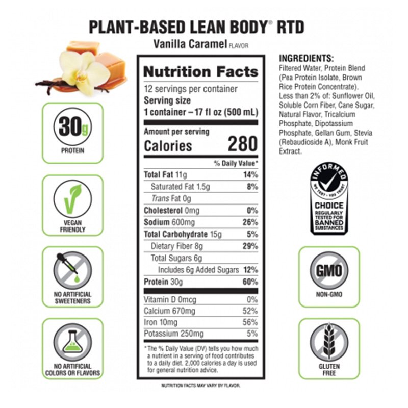 Labrada Lean Body RTD - Plant Based Vegan 17oz Tetra Pak Best Price in Ajman