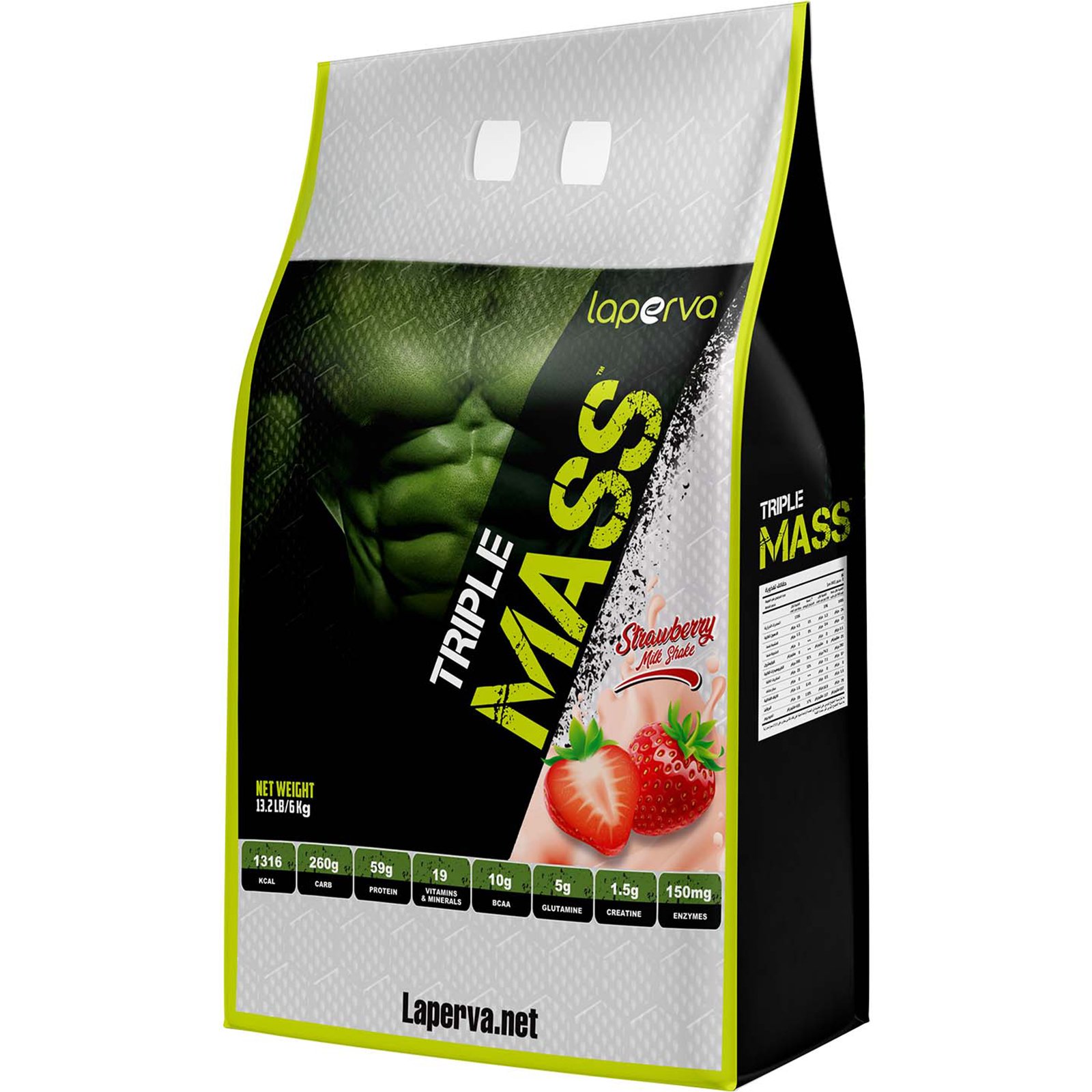 Laperva Triple Mass Gainer 13lbs - Strawberry Milkshake