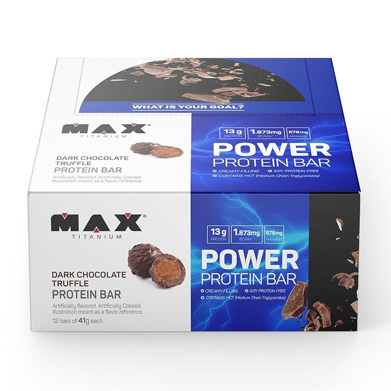 Max Titanium Power Protein Bar 41 G 12 Pcs in Box - Dark Chocolate Truffle