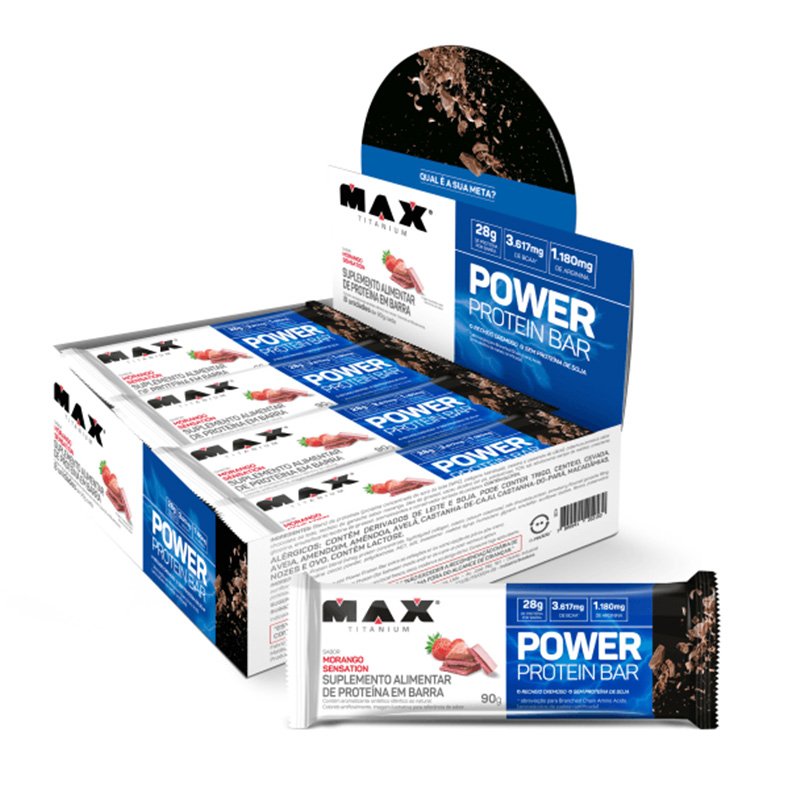 Max Titanium Power Protein Bar 90 G 12 Pcs in Box - Strawberry Sensation