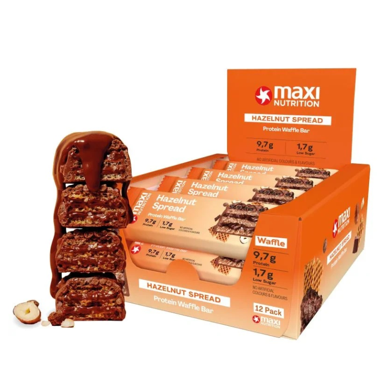 Maxi Nutrition Crispy Waffle Protein Bar 39 G 12 Pcs in Box - Hazelnut Spread