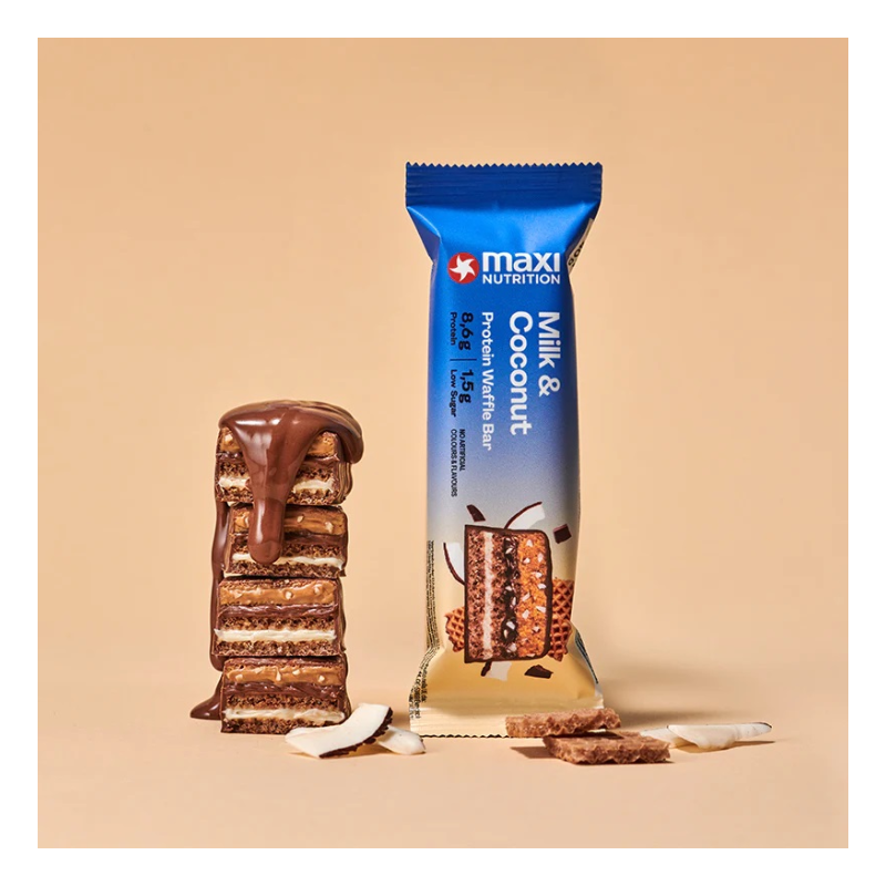 Maxi Nutrition Crispy Waffle Protein Bar 39 G 12 Pcs in Box - Milk N Coconut Best Price in Dubai