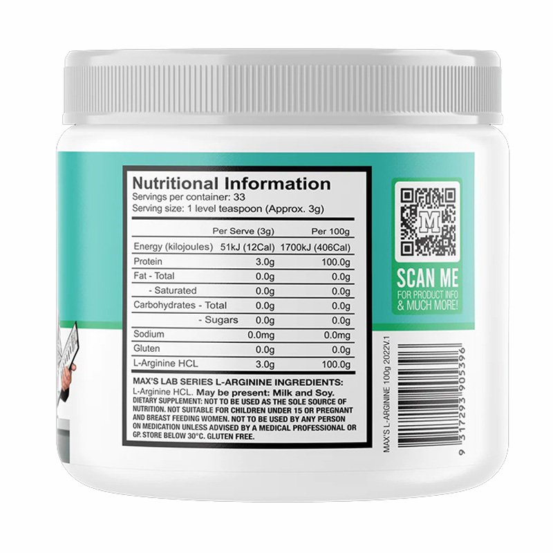 Maxs L-Arginine 100 G Best Price in Abu Dhabi