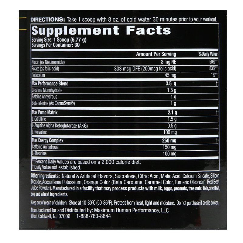 MHP MAX Pre Workout 30 Servings Best Price in UAE